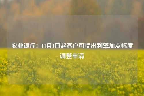 农业银行：11月1日起客户可提出利率加点幅度调整申请