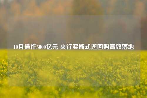 10月操作5000亿元 央行买断式逆回购高效落地