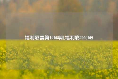 福利彩票第19108期,福利彩2020109