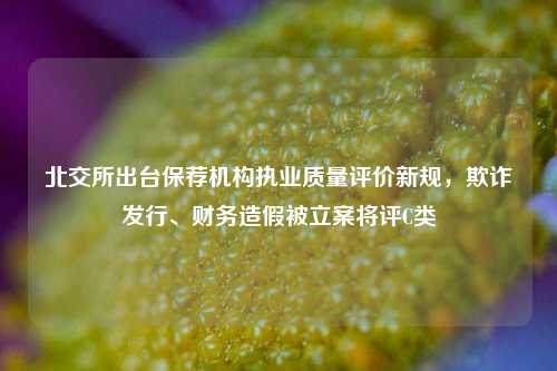 北交所出台保荐机构执业质量评价新规，欺诈发行、财务造假被立案将评C类