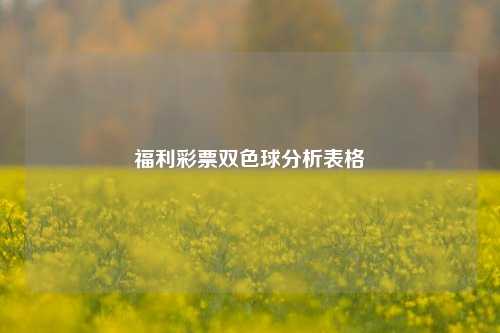 福利彩票双色球分析表格