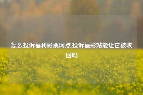 怎么投诉福利彩票网点,投诉福彩站能让它被收回吗