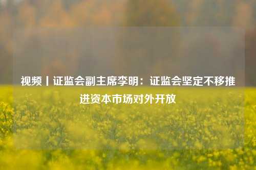 视频丨证监会副主席李明：证监会坚定不移推进资本市场对外开放