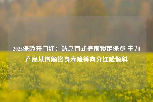 2025保险开门红：贴息方式提前锁定保费 主力产品从增额终身寿险等向分红险倾斜