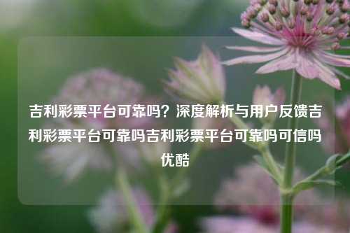 吉利彩票平台可靠吗？深度解析与用户反馈吉利彩票平台可靠吗吉利彩票平台可靠吗可信吗优酷