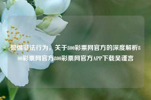 警惕非法行为，关于800彩票网官方的深度解析800彩票网官方800彩票网官方APP下载吴谨言