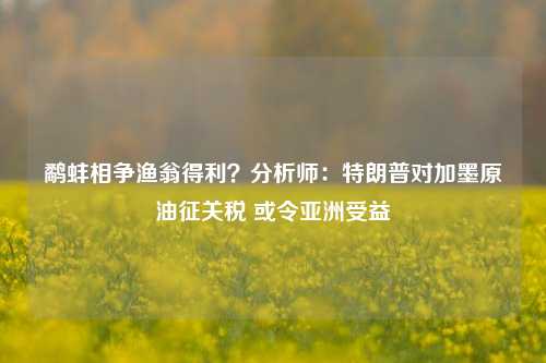 鹬蚌相争渔翁得利？分析师：特朗普对加墨原油征关税 或令亚洲受益