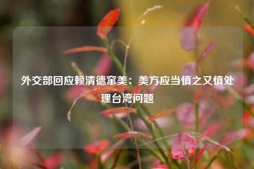 外交部回应赖清德窜美：美方应当慎之又慎处理台湾问题