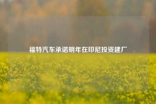 福特汽车承诺明年在印尼投资建厂