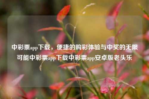 中彩票app下载，便捷的购彩体验与中奖的无限可能中彩票app下载中彩票app安卓版老头乐