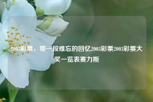 2003彩票，那一段难忘的回忆2003彩票2003彩票大奖一览表赛力斯