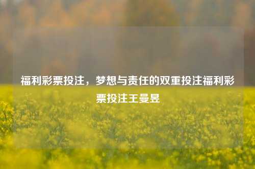 福利彩票投注，梦想与责任的双重投注福利彩票投注王曼昱