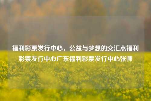 福利彩票发行中心，公益与梦想的交汇点福利彩票发行中心广东福利彩票发行中心张帅