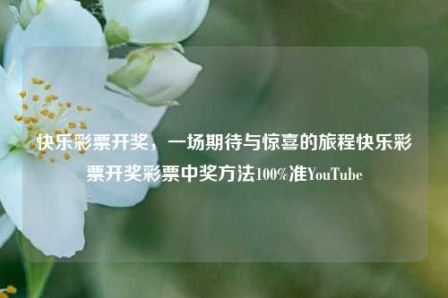 快乐彩票开奖，一场期待与惊喜的旅程快乐彩票开奖彩票中奖方法100%准YouTube