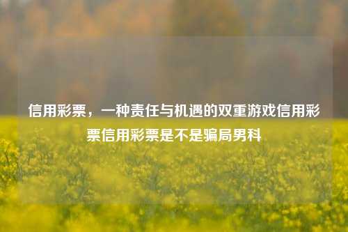 信用彩票，一种责任与机遇的双重游戏信用彩票信用彩票是不是骗局男科