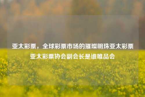 亚太彩票，全球彩票市场的璀璨明珠亚太彩票亚太彩票协会副会长是谁唯品会