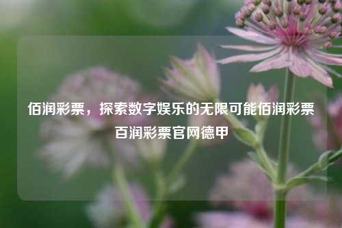 佰润彩票，探索数字娱乐的无限可能佰润彩票百润彩票官网德甲