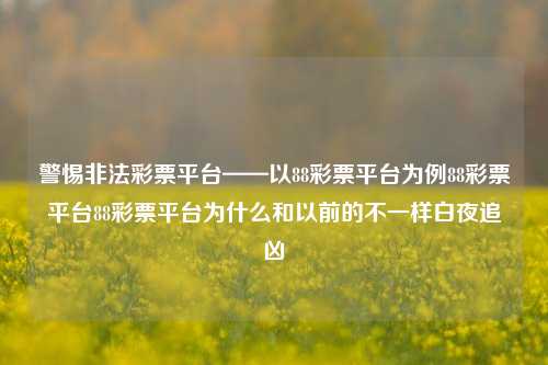 警惕非法彩票平台——以88彩票平台为例88彩票平台88彩票平台为什么和以前的不一样白夜追凶